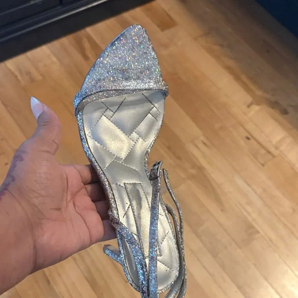 Kurt Geiger Silver Glitter Sandals - Picture 7 of 8